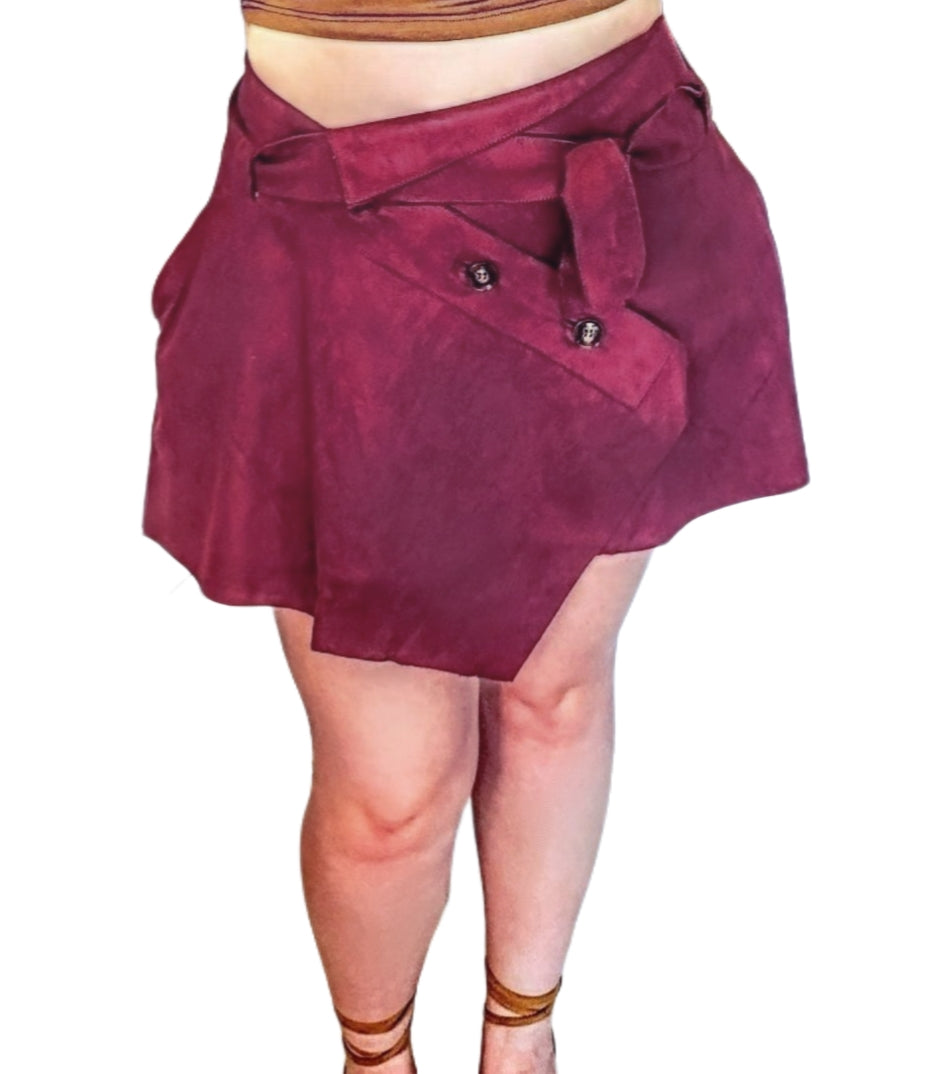 Wine Asymmetrical Skirt